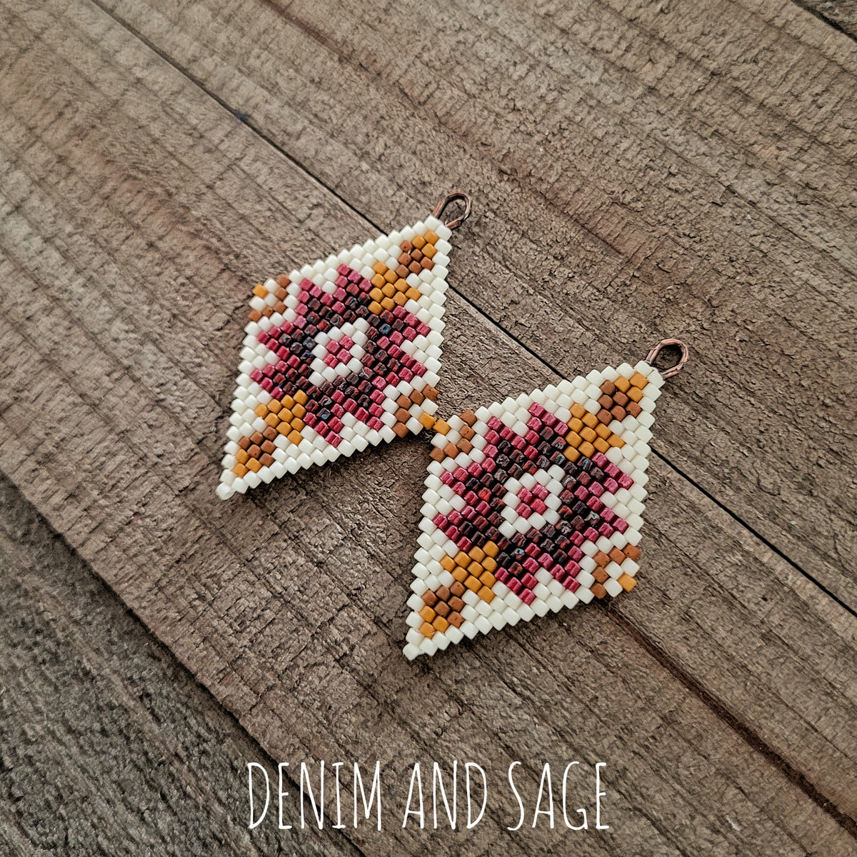 Rusty red delica beaded earrings