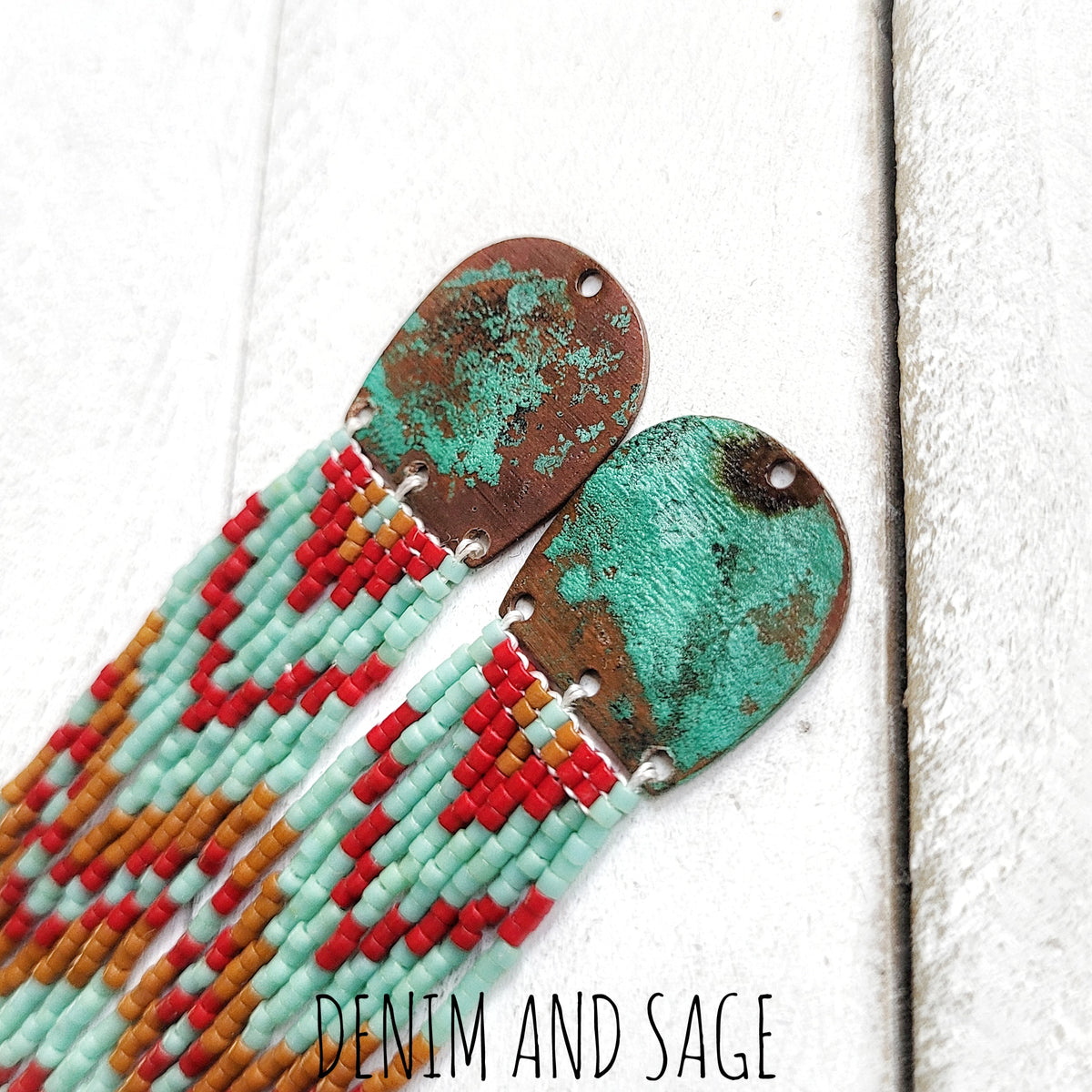 Patina Copper beaded earrings