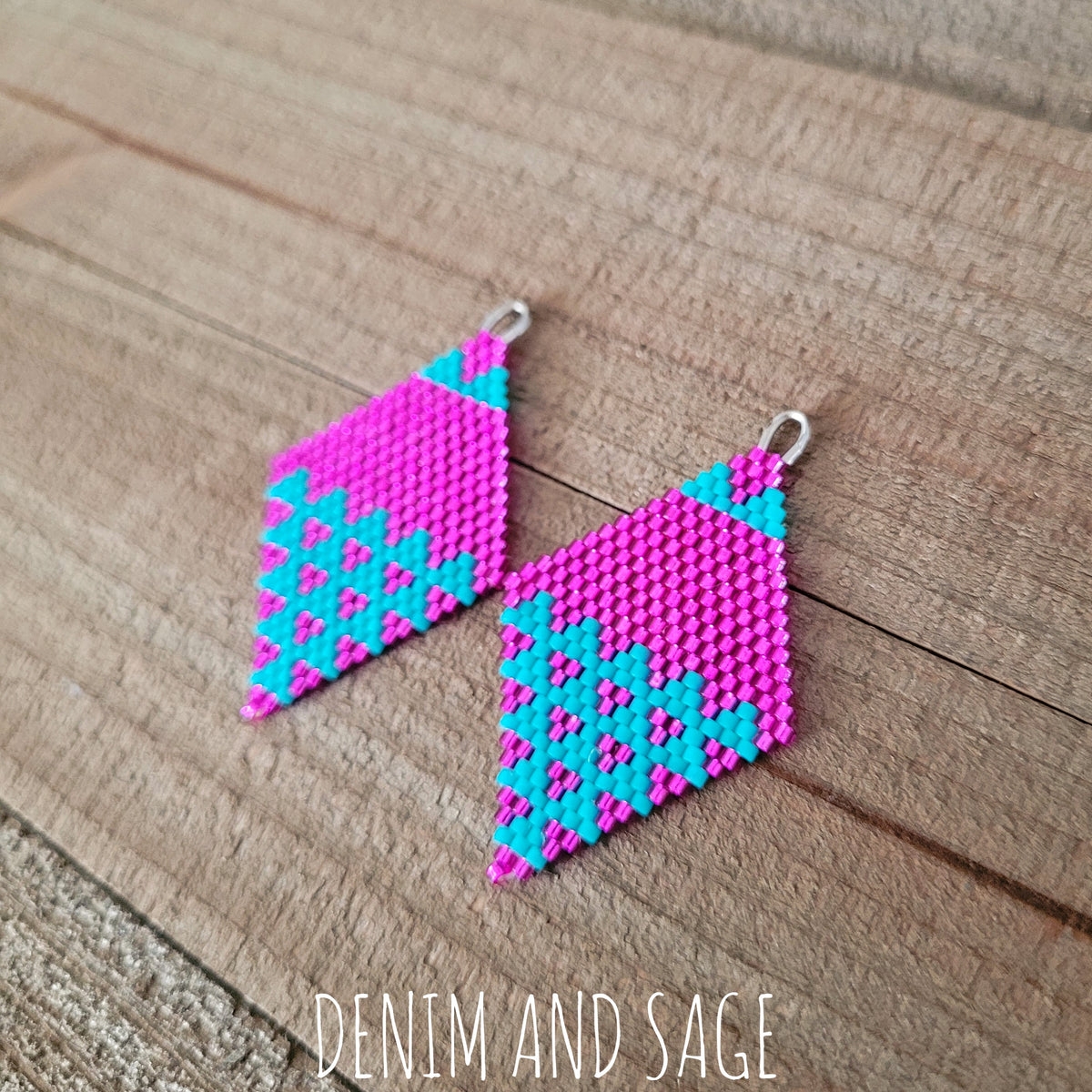 Fushia pink and turquoise earrings