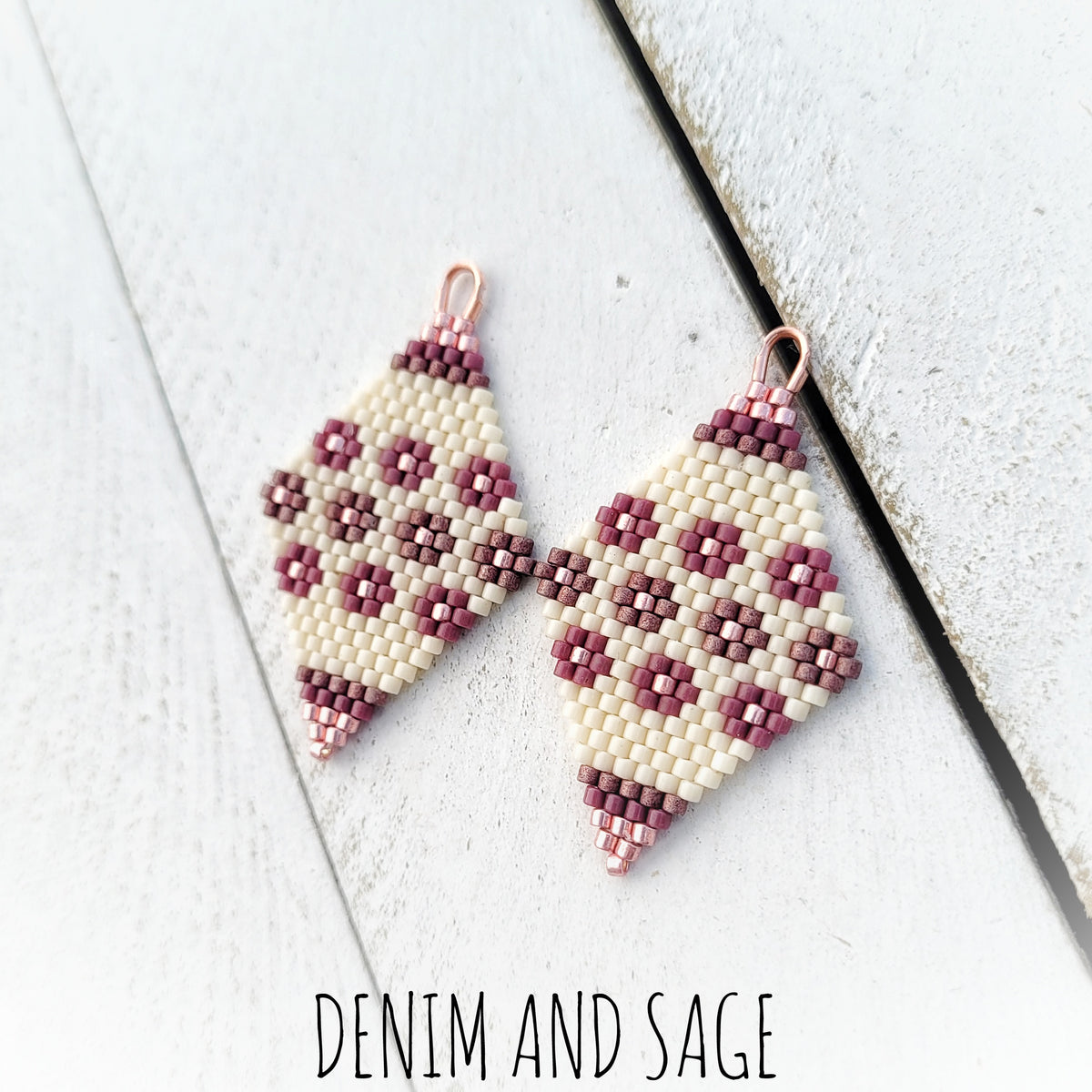 Rose gold flower beaded delica earrings