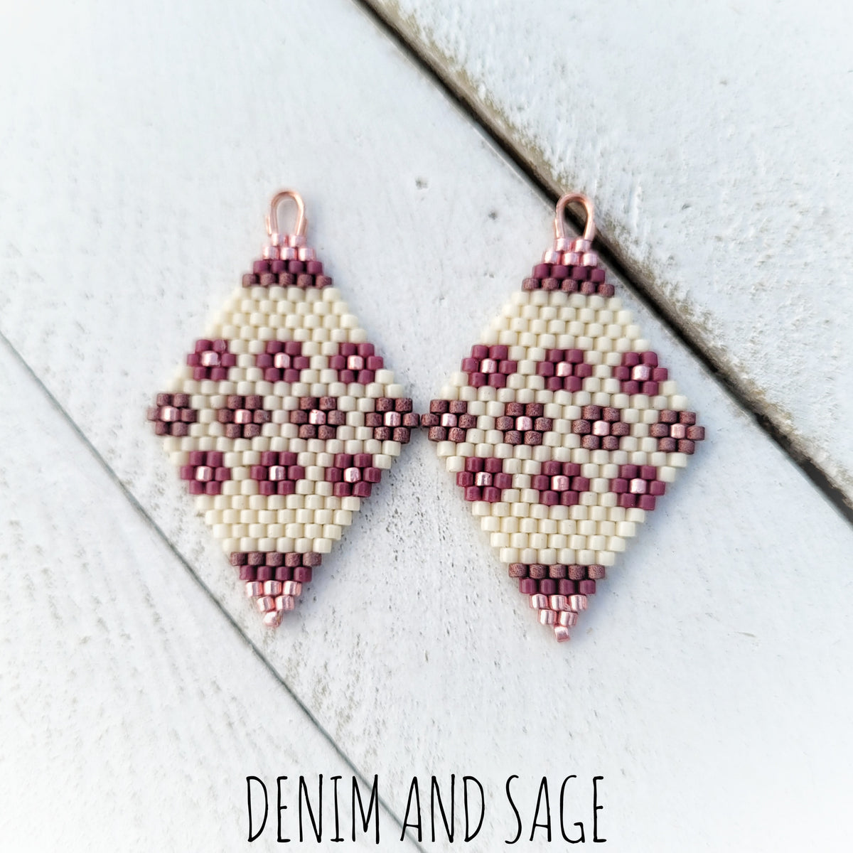 Rose gold flower beaded delica earrings