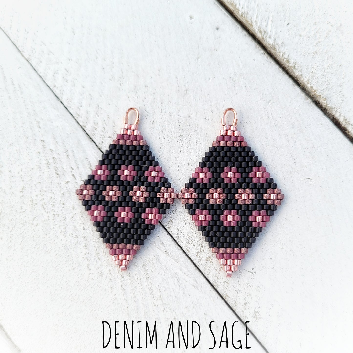 Rose gold flower beaded delica earrings