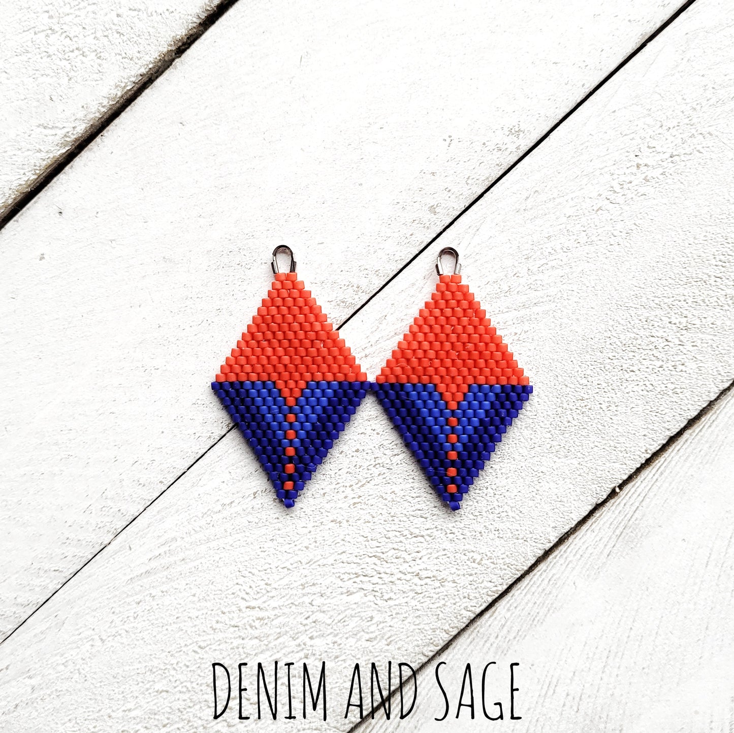 Blue and red earrings