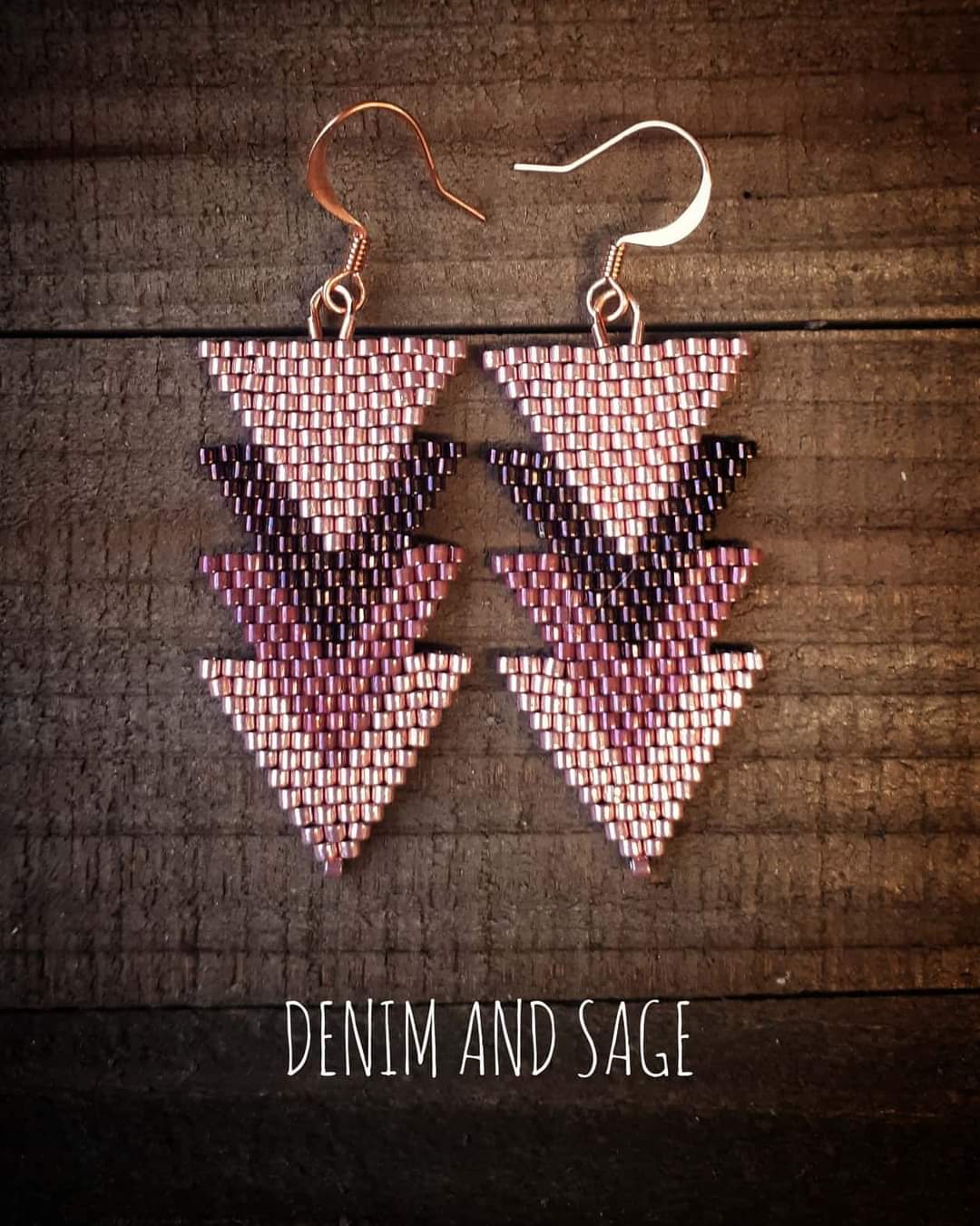 Rose gold arrow beaded earrings