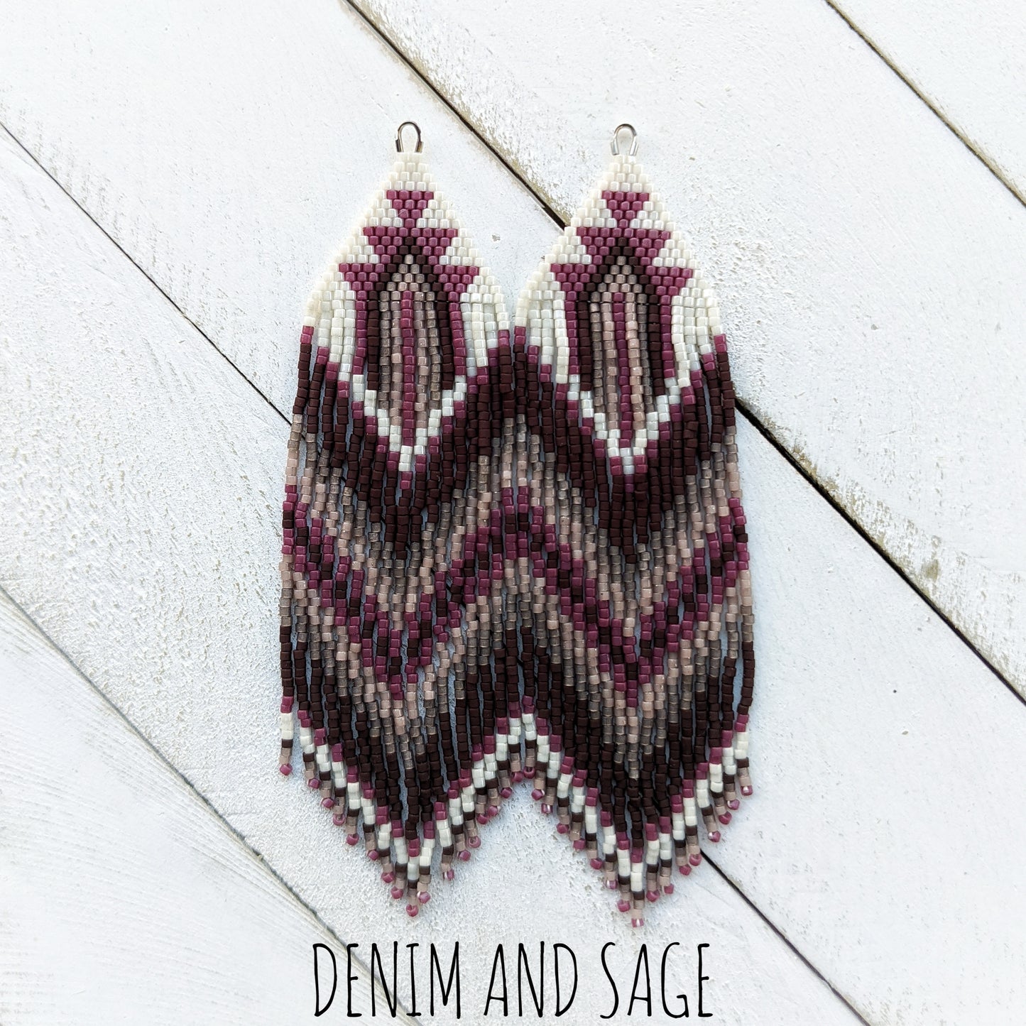 Espresso and pink beaded earrings