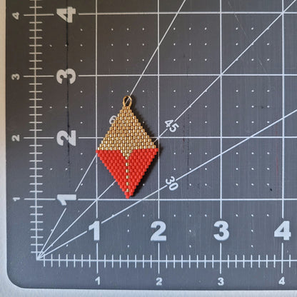 Matte red and gold beaded earrings