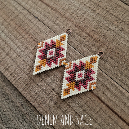 Rusty red delica beaded earrings