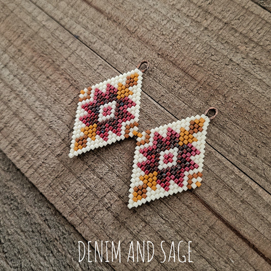 Rusty red delica beaded earrings