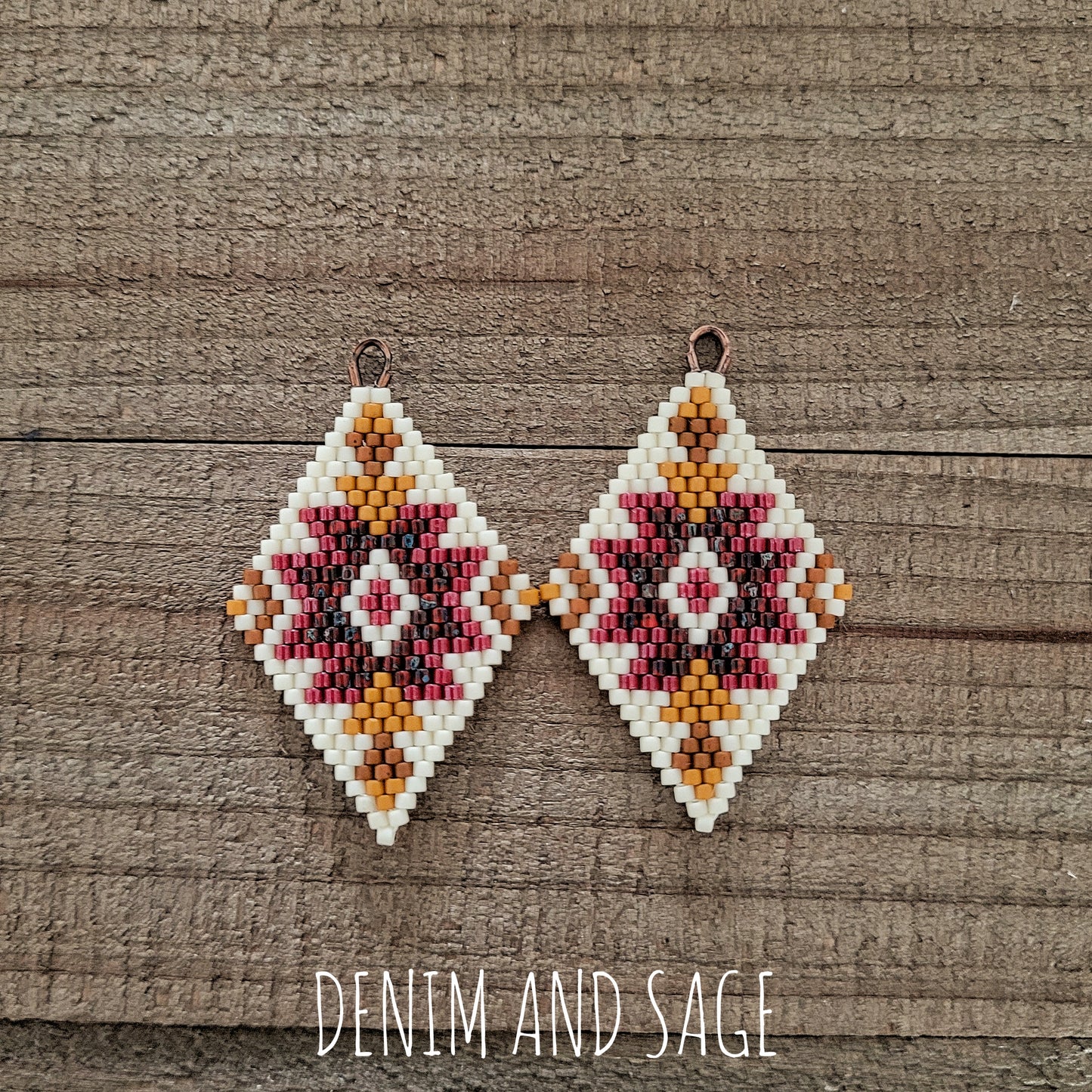 Rusty red delica beaded earrings