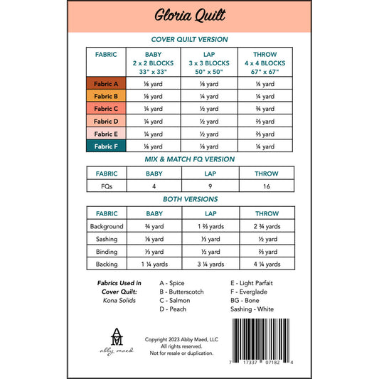 Gloria Quilt Pattern - Abby Maed