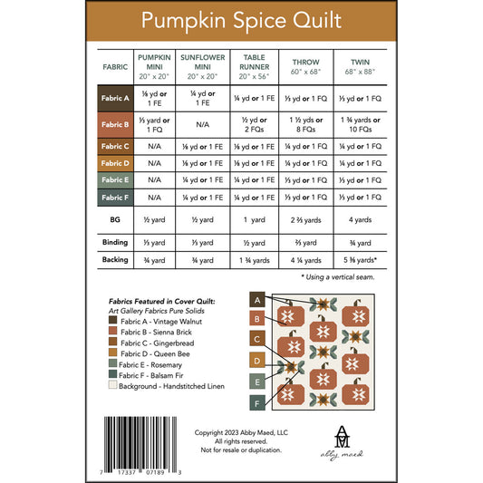 Pumpkin Spice Quilt Pattern - Abby Maed