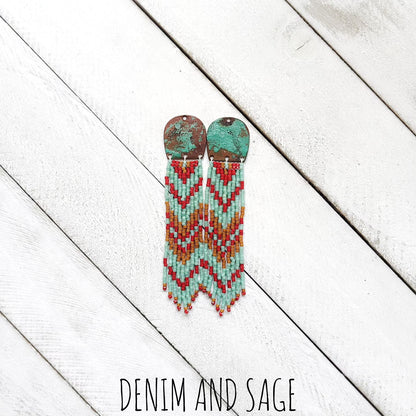 Patina Copper beaded earrings