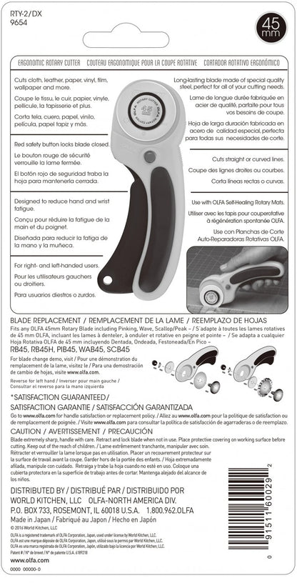 Olfa - Deluxe Ergonomic Rotary Cutter 45mm - Yellow