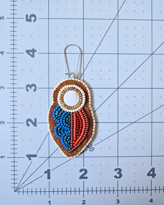 Rusy flower (smaller) applique beaded earrings
