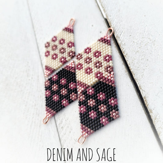 Rose gold flower beaded delica earrings