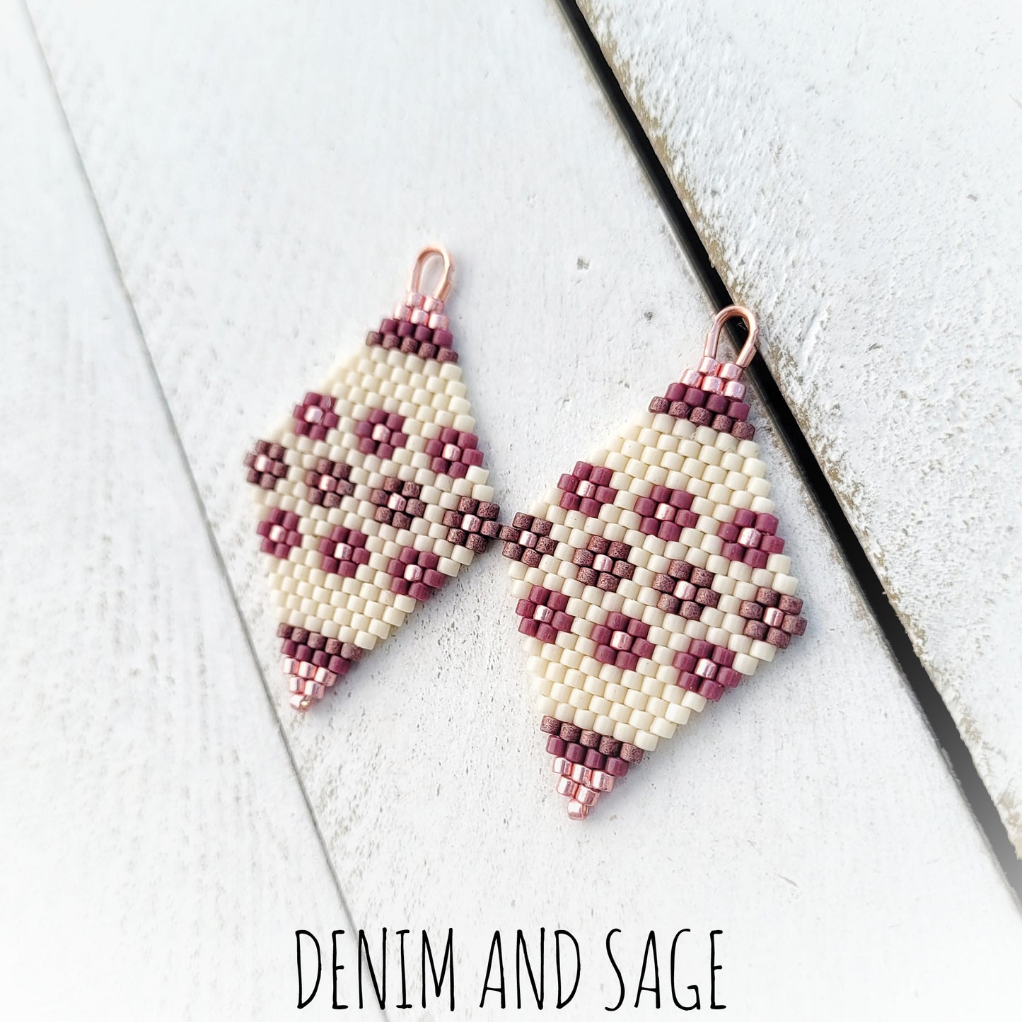 Rose gold flower beaded delica earrings