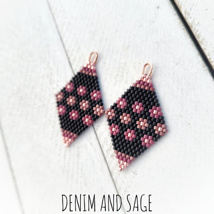 Rose gold flower beaded delica earrings