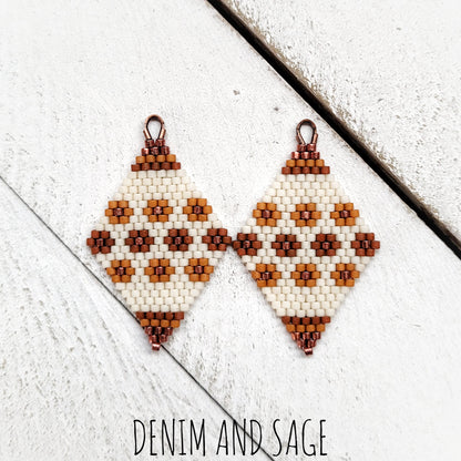 Sienna brown flower beaded delica earrings