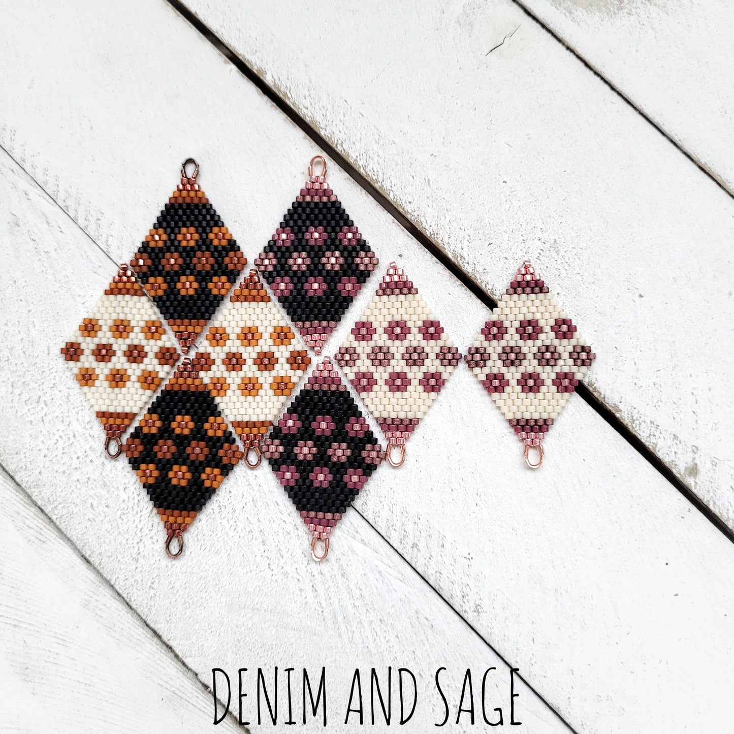 Sienna brown flower beaded delica earrings