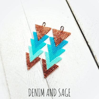 Turquoise and copper arrow beaded earrings