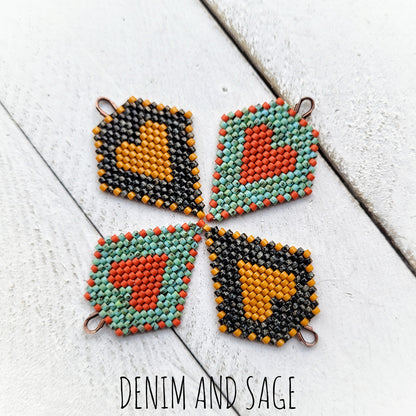 Black picasso and hawthorne heart beaded earrings