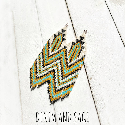 Black speckled, hawthorne and turqouise beaded earrings