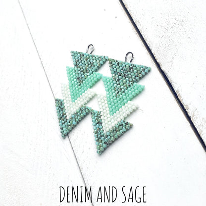 Turqouise and mint arrow beaded earrings