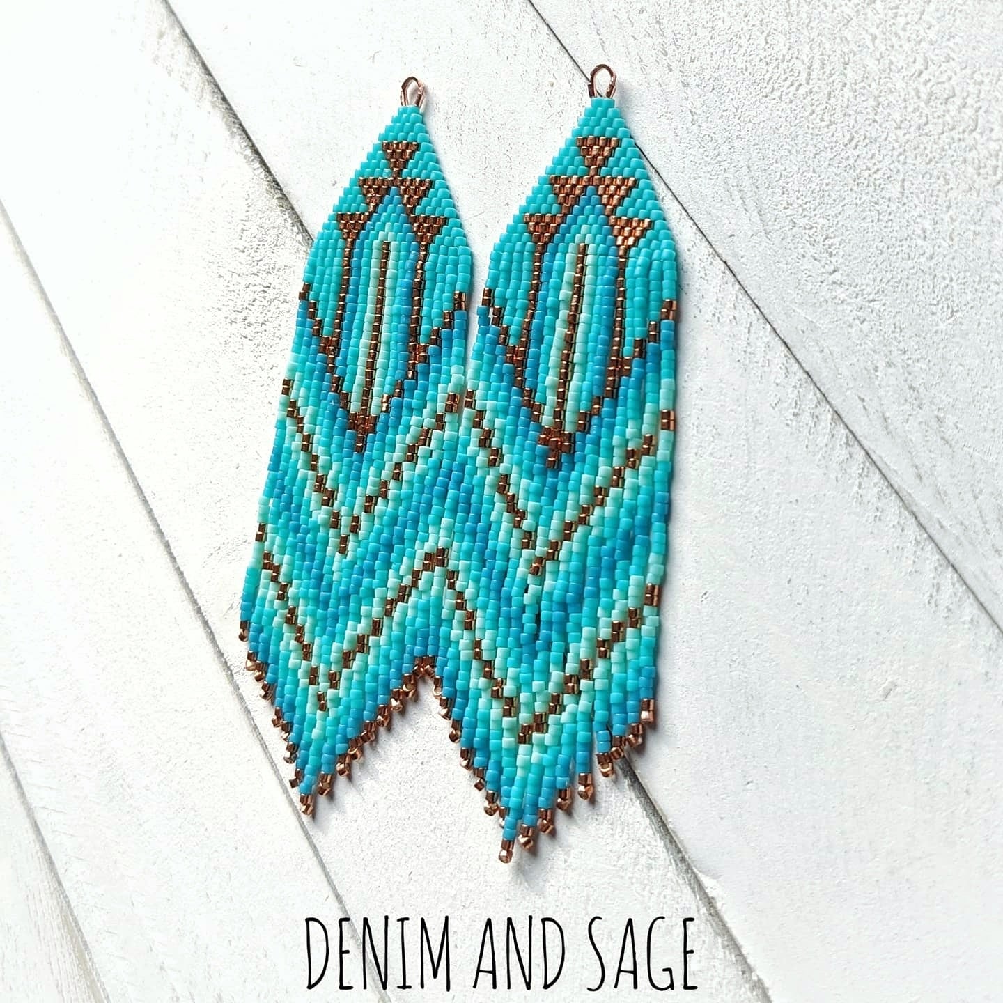 Copper and turquoise ombre beaded earrings