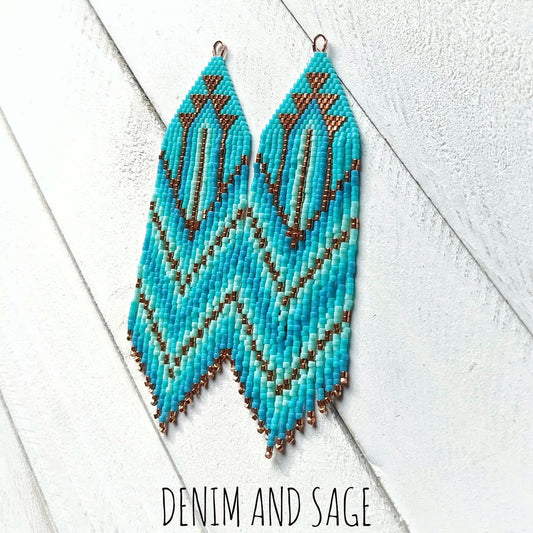 Copper and turquoise ombre beaded earrings