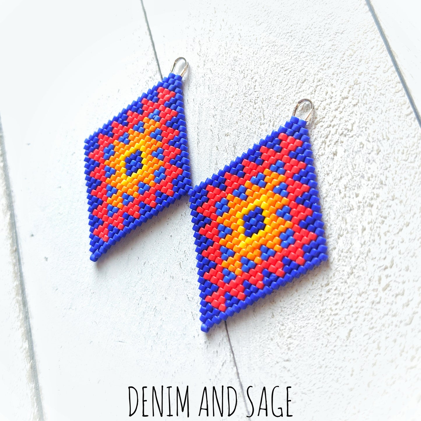 Fire double diamond beaded earrings