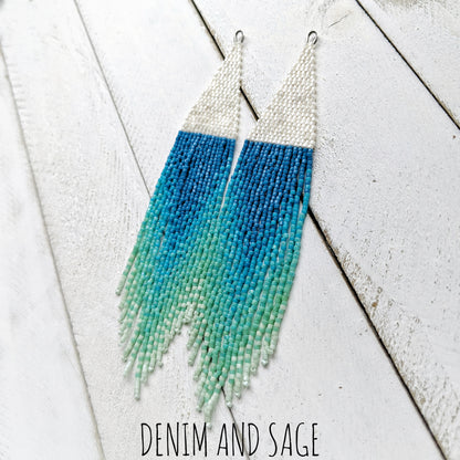 Seafoam ombre beaded earrings