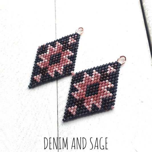 Rose gold and matte black delica beaded earrings